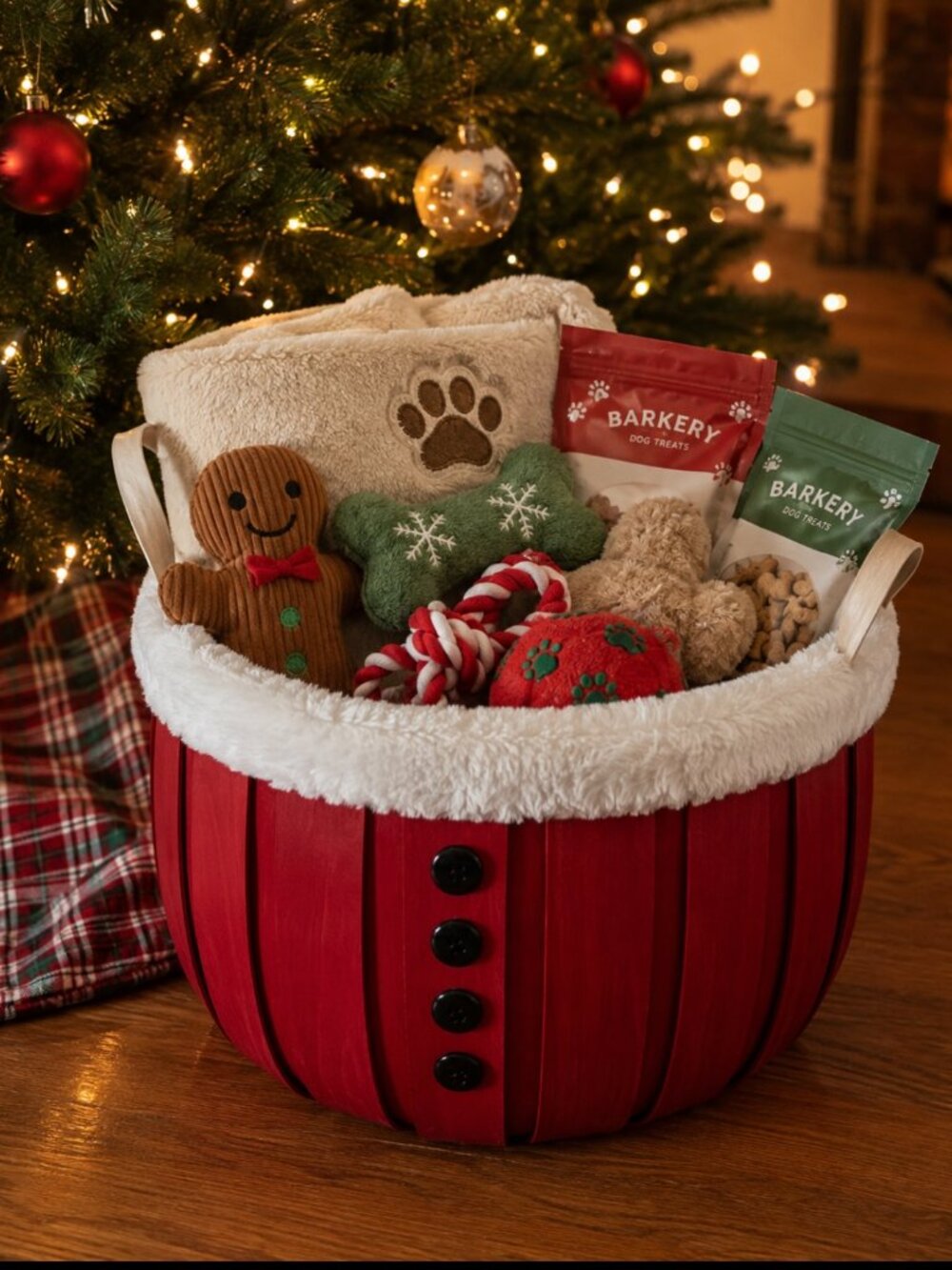 Holiday Santa Belly Wooden Gift Basket